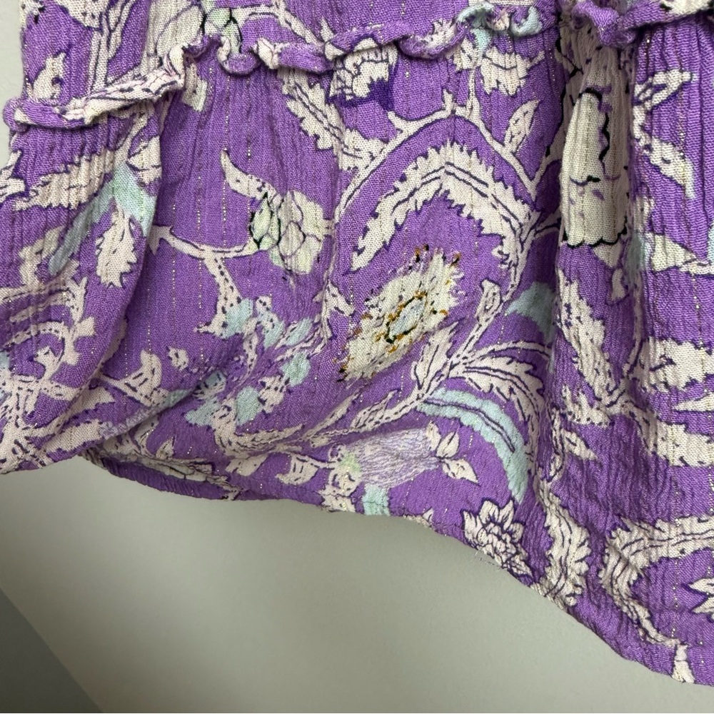 Haute Hippie Purple & Gold Metallic Floral Mini Dress Size large - Picture 4 of 13